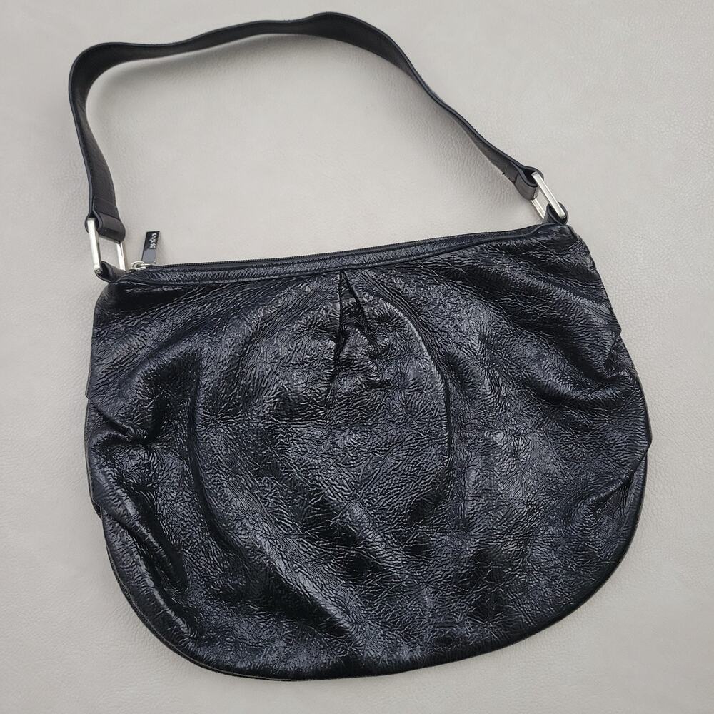 Hobo International Patent Black Leather Shoulder Bag Hobo Purse Y2K